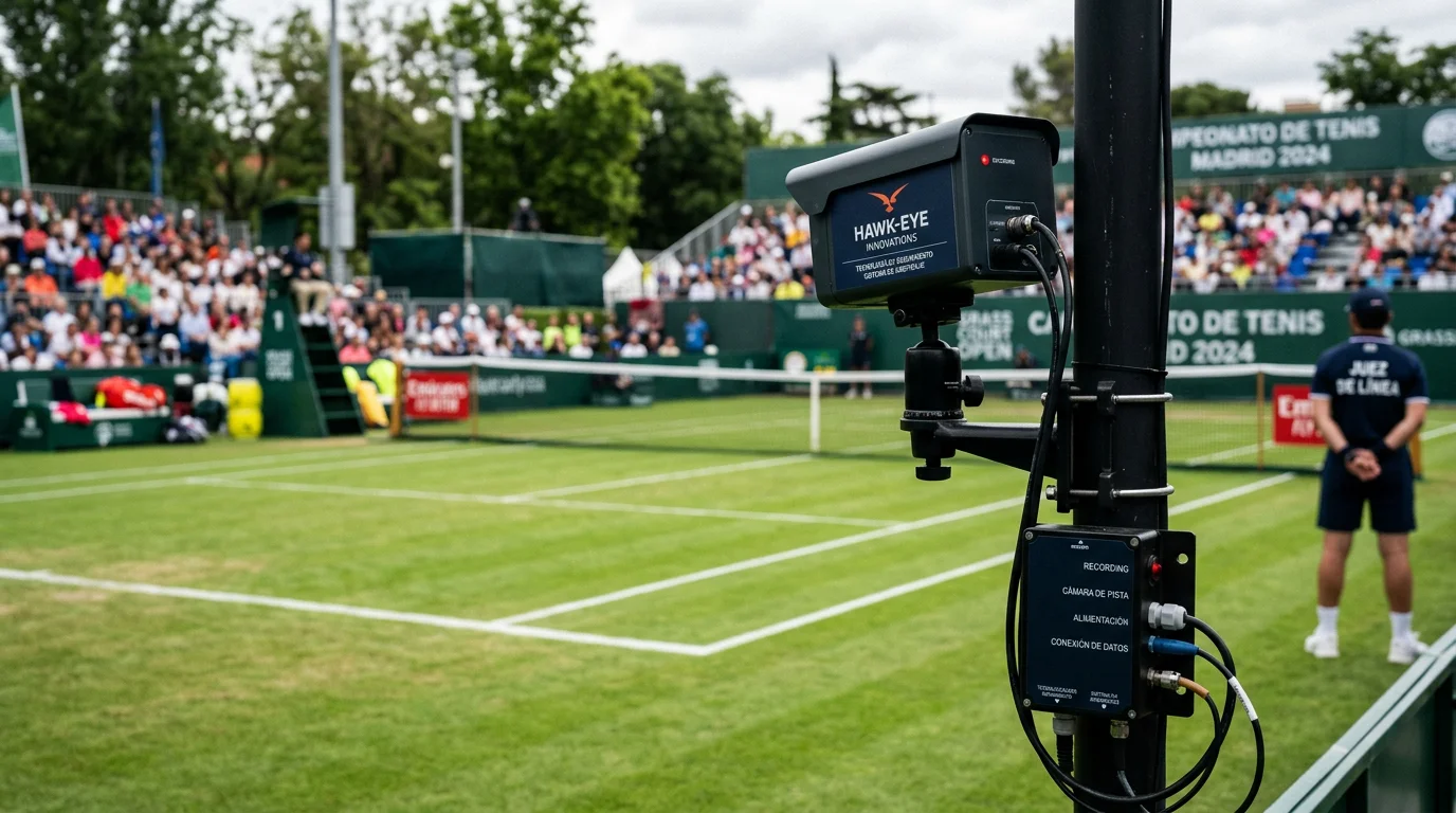 Cámara de seguimiento electrónico de línea junto a la pista de hierba de Wimbledon